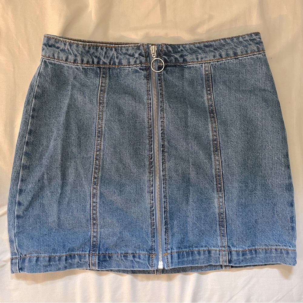 Zip Up Jean Skirt